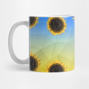 Ukraine yellow blue geometric mesh pattern Sunflowers Mug